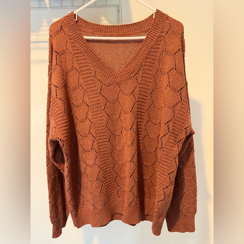 Women's V-Neck Knit Sweater - Mauve